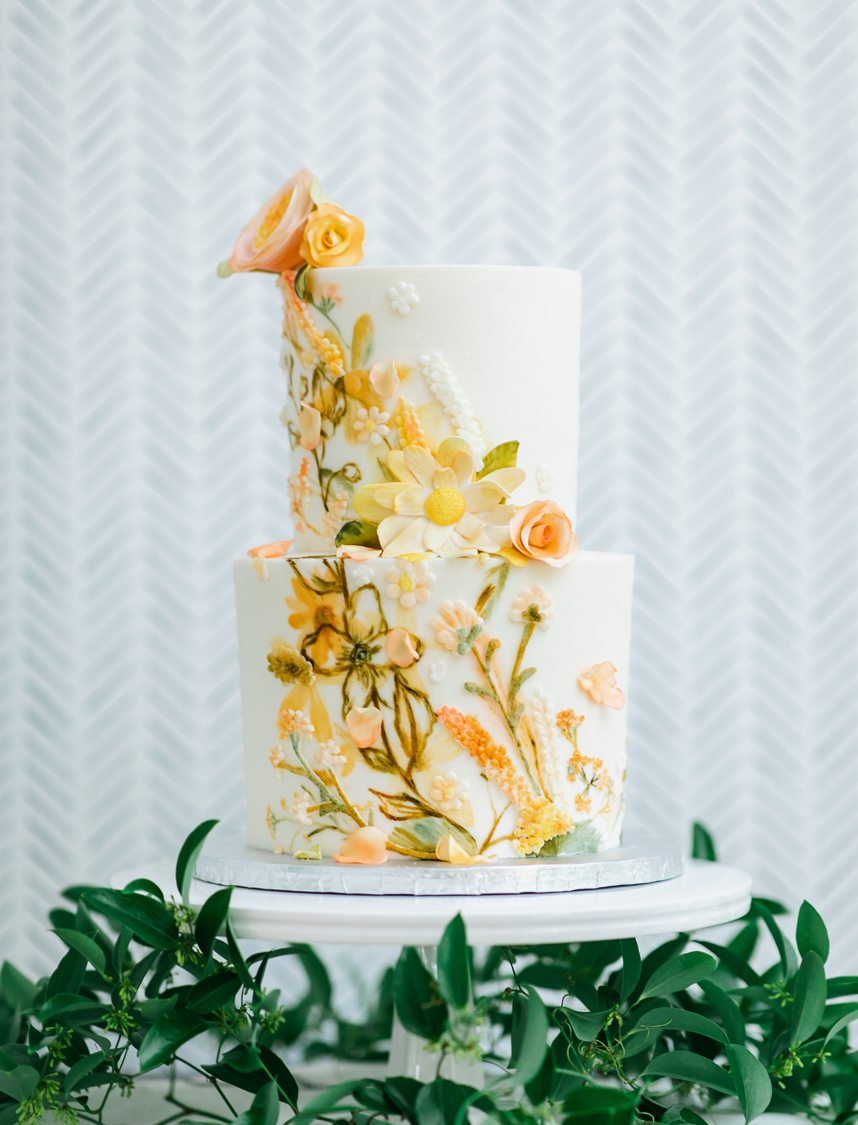 ashleycakes yellow floral wedding cake
