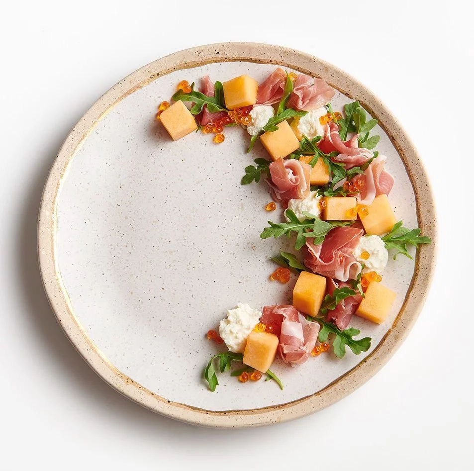 Spring on a plate!! Juicy cantaloupe, creamy ricotta, peppery arugula, salty prosciutto and caviar, what else could we possibly ask
