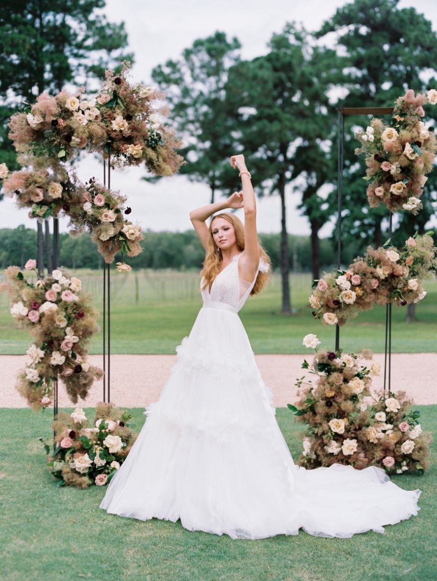 abstract wedding arch flowers