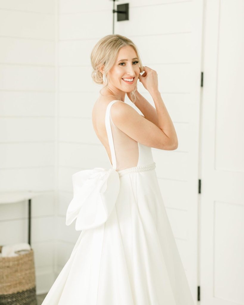 “I love this look because the bride’s natural features are accentuated, and the soft colors are so flattering to her