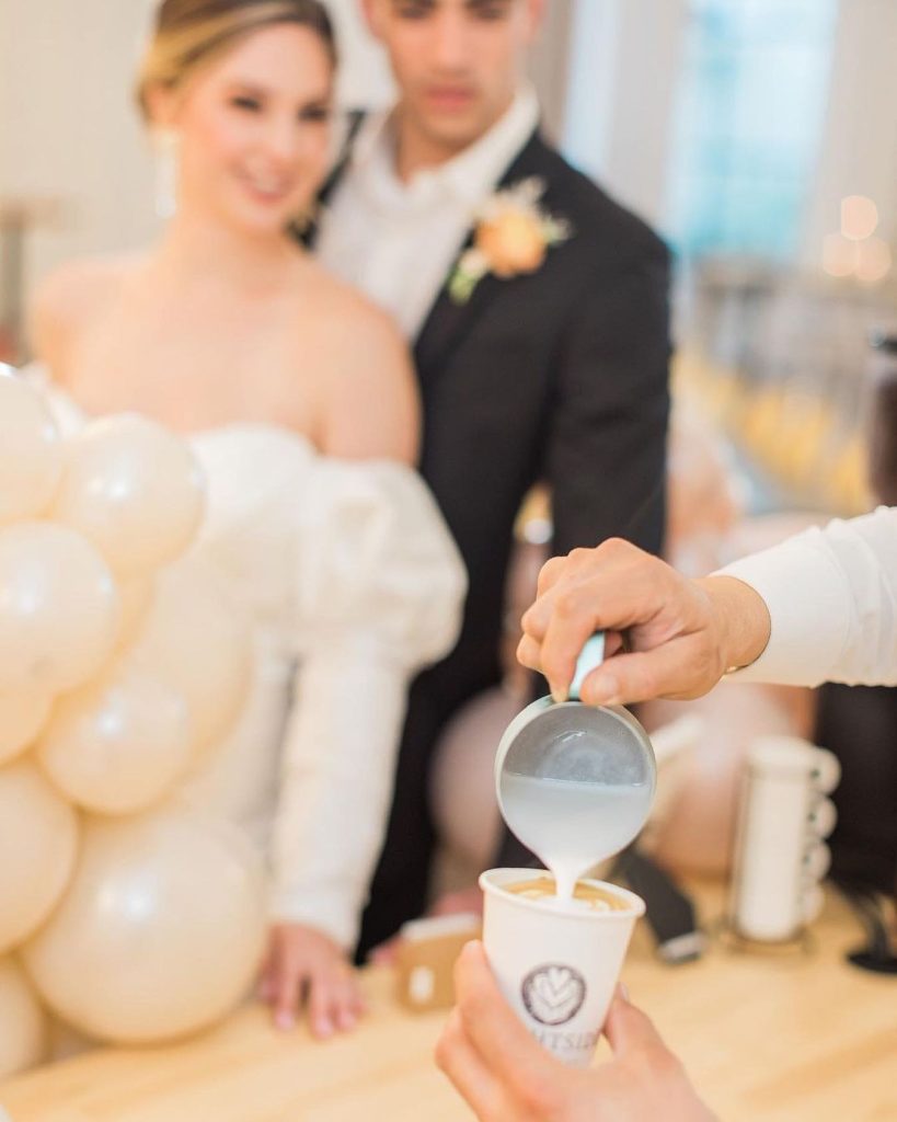 Having a wedding coffee cart is always a hit! It's a unique and memorable way to treat your guests while
